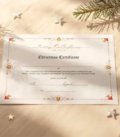 Certificato del buon bambino plastificato con grafica natalizia di Babbo Natale