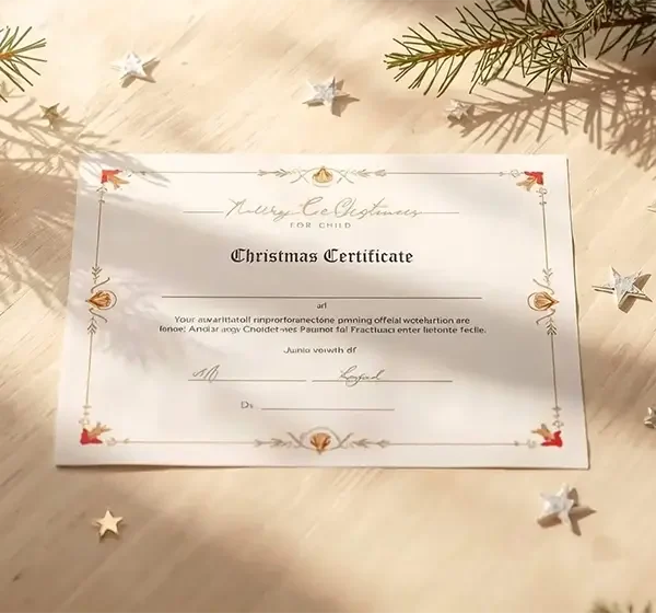 Certificato del buon bambino plastificato con grafica natalizia di Babbo Natale