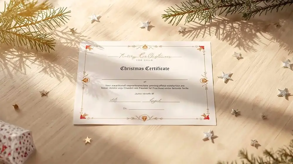 Certificato del buon bambino plastificato con grafica natalizia di Babbo Natale
