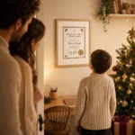Certificato ufficiale di Babbo Natale in quadro di grande formato 30x40cm con cornice moderna Grand'Élite in MDF